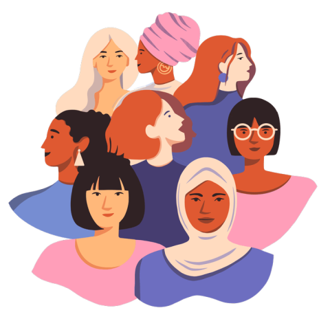 Drawing of culturally and ethnically diverse women