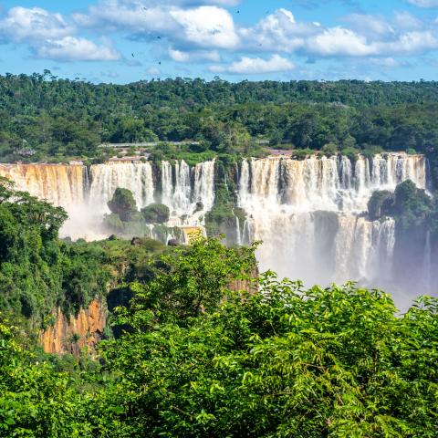 A waterfall system surrounded by the Atlantic Forest