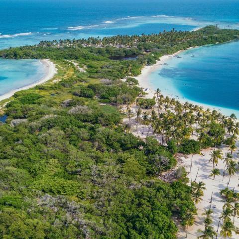 aerial view of the Morrocoy National Park in Venezuela, a place with scenic beauty
